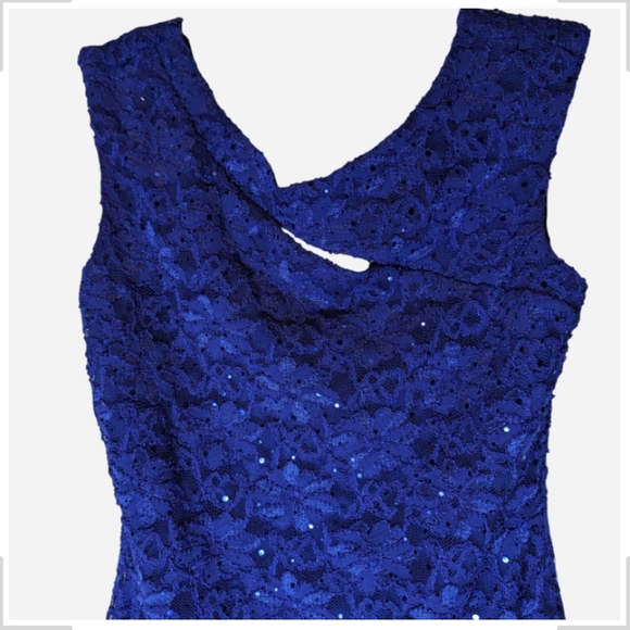 Pre-owned Roz & Ali Royal Blue Lace Mini Dress - Picture 4 of 6